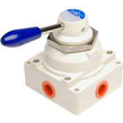Bimba-Mead Hand Lever Valve M4HV330-08-S, 4 Port, 3 Pos, 1/4" NPT, Closed Center