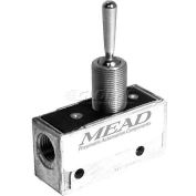 Bimba-Mead Air Valve MV-35, 3 Port, 2 Pos, Manual, 1/8" NPTF Port, Flip Toggle Actuator, Detent Ret.