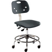 BioFit Antimicrobial Stool, 20"-27" Seat Height, Black Plastic - Chrome Steel - ArmorSeat Series