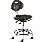 BioFit Task Stool, 20"-27" Seat Height, Black Urethane - Chrome Steel Base - Série UniqueU