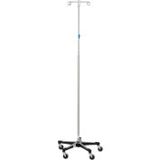 Blickman 7794SS acier inoxydable IV Stand avec 5 pieds Base, 2-Hook, 67"-98 » hauteur