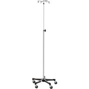 Blickman 1350-4 Heavy Duty Chrome IV Stand with 5-Leg Base, 4-Hook, 56"-100" Height