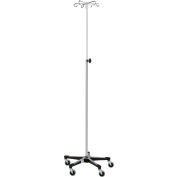 Blickman 1350-6 Heavy Duty Chrome IV Stand with 5-Leg Base, 6-Hook, 56"-100" Height
