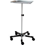 Blickman 1501 Chrome Instrument Stand with 5-Leg Cast Aluminum Base, 12-5/8" x 19-1/8" Tray