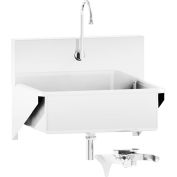 Blickman Single Station Windsor Scrub Sink, Wall Mounted with Knee Action Control, Stainless Steel