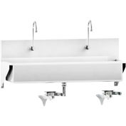 Blickman Double Station Windsor Scrub Sink, Wall Mounted with Knee Action Control, Stainless Steel