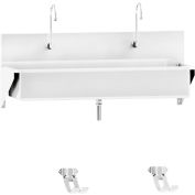 Blickman Double Station Windsor Scrub Sink, Wall Mounted with Foot Action Control, Stainless Steel