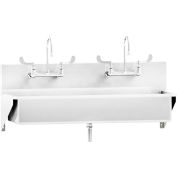 Blickman Double Station Windsor Scrub Sink, Wall Mounted with Elbow Action Control, Stainless Steel