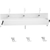Blickman Triple Station Windsor Scrub Sink, Wall Mounted with Foot Action Control, Stainless Steel