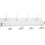 Blickman Four Station Windsor Scrub Sink, Wall Mounted with Knee Action Control, Stainless Steel