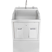 Blickman Single Station Pedestal Lodi Scrub Sink, Contrôle de l’action du genou, Acier inoxydable