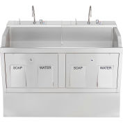Blickman Double Station Pedestal Lodi Scrub Sink, Knee Action Control, Stainless Steel