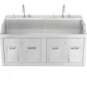 Blickman Double Station Wall Mounted Lodi Scrub Sink, Knee Action Control, Stainless Steel