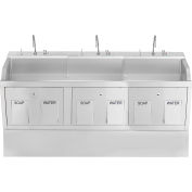 Blickman Triple Station Pedestal Lodi Scrub Sink, Knee Action Control, Stainless Steel