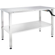Table d’instruments hydraulique Blickman, hauteur Adj, 48 « L x 24 » L x 30 - 42 « H w / étagère, acier inoxydable