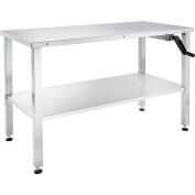 Blickman Hydraulic Instrument Table, Adj Height, 60"L x 30"W x 30 - 42"H w/Shelf, Stainless Steel