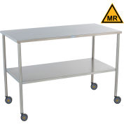 Blickman MRI Safe Howard Instrument Table, 20"L x 48"W x 34"H, On Casters, Stainless Steel