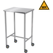 Blickman MRI Safe Sawyer Instrument Table, 33"L x 18"W x 34"H, On Casters, Stainless Steel