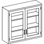 Blickman E35LS Stainless Steel Wall Cabinet with Double Glass Doors, 2 Shelves, 35"W x 13"D x 30"H
