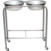 Blickman Double Basin Solution Stand w/ Shelf, Stainless Steel, 29"Wx15"Dx33"H, 8.5 Qt Cap.
