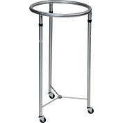 Blickman Round Hamper, Stainless Steel, 18" Diameter, 35"H, 2" Hard Rubber Casters