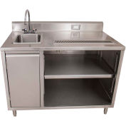 BK Resources Stainless Beverage Table, Sink On Left, 5"Riser Electric Outlet 30X48
