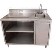 BK Resources Stainless Beverage Table, Sink On Right, 5"Riser Electric Outlet 30X60