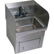 BK Resources BKHS-D-1410-SKTS-P-G S/S Wall Mount Hand Sink, 14" x 10" Bowl w/Splashes