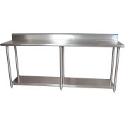 Table en acier inoxydable BK Resources 304, 96 x 30 », sous étagère, dosseret 5 », calibre 16