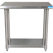 Table en acier inoxydable BK Resources 304, 24 x 24 », sous-étagère réglable, calibre 16