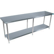 Table en acier inoxydable BK Resources 430, 96 x 30 », sous étagère, calibre 18