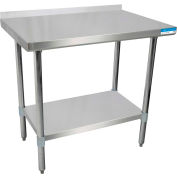 BK Resources Workbench W/Undershelf, 18 Ga. 430 Series Stainless, 1-1/2" Backsplash, 24"Wx18"D