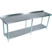 Table en acier inoxydable BK Resources 430, 96 x 24 », sous étagère, dosseret 1-1/2 », calibre 18