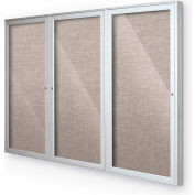 Balt® intérieur clos Cabinet babillard, 3 porte 96" W x 48" H, garniture argent, gris