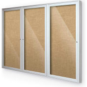 Balt® intérieur clos Cabinet babillard, 3 porte 96" W x 48" H, Silver Trim, naturel