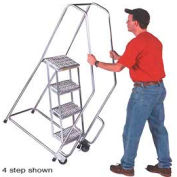 3 Step 24"W Aluminum Tilt and Roll Ladder - Ribbed Tread - A3SH30-TR