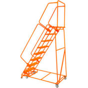 Poignée 7 étape acier 24" O roulant échelle 14" D verrouillage de la plus haute marche pas, Orange w / Cal OSHA main courante