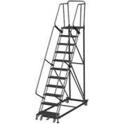11 Etape Heavy Duty Steel Rolling sécurité échelle, Heavy Duty dentelée caillebotis w / Cal OSHA main courante