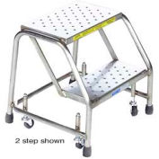 1 Step 16"W Stainless Steel Rolling Ladder W/O Rails - Heavy Duty Serrated Grating - SS1NG