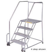 3 Step 24"W Stainless Steel Tilt and Roll Ladder - Perforated Tread - SSTR330P