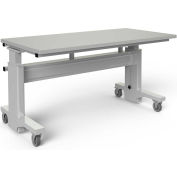 BOSTONtec Mobile Lab Workbench w/ Laminate Safety Edge Top, 60"W x 30"D, Gray