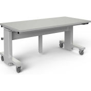 BOSTONtec Mobile Lab Workbench w/ Laminate Safety Edge Top & Power Lift, 60"W x 30"D, Gray