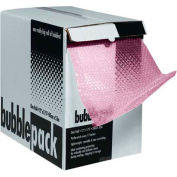 Perforated Anti-Static Bubble Roll W/Dispenser, 12"W x 175'L x 3/16" Thick, Pink
