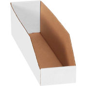 Global Industrial Open Top Corrugated Bin Boxes, 4"Wx18"Dx4-1/2"H, White - Pkg Qty 50