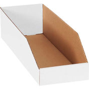 Global Industrial Open Top Corrugated Bin Boxes, 6"Wx18"Dx4-1/2"H, White - Pkg Qty 50