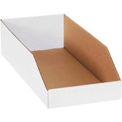 Global Industrial Open Top Corrugated Bin Boxes, 8"Wx18"Dx4-1/2"H, White - Pkg Qty 50