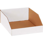Boîtes à bacs en carton ondulé à toit ouvert industriel™ Global, 10 po L x 12 po L x 4-1/2 po H, blanc, qté par paquet : 25