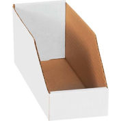 Global Industrial Open Top Corrugated Bin Boxes, 4"Wx12"Dx4-1/2"H, White - Pkg Qty 50