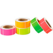 Rectangular Inventory Labels, 3"L x 2"W, 5 Fluorescent Colors, Roll of 5000