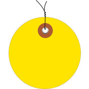 Global Industrial Plastic Circle Tag Pre Wired2" Dia., Yellow, 100/Pack